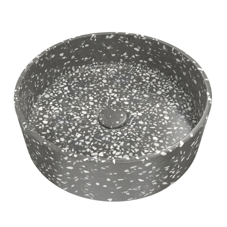 Ambia Dark Grey Terrazzo Round Above-Counter Vessel Sink