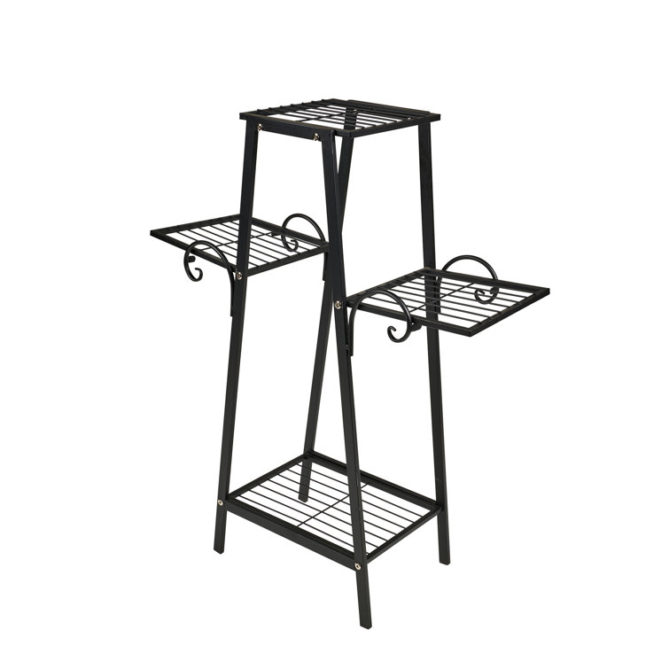 Black Metal 3-Tier Outdoor Plant Stand