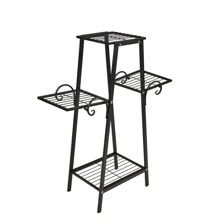 Black Metal 3-Tier Outdoor Plant Stand
