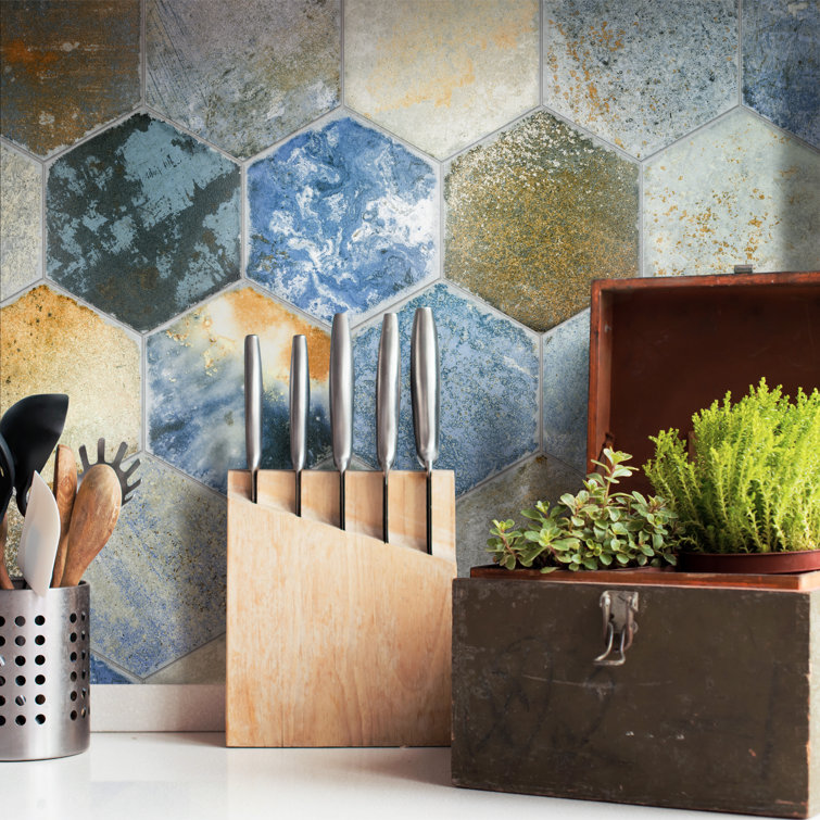 Dorne Hex 8.63" x 9.88" Multicolor Porcelain Wall & Floor Tile