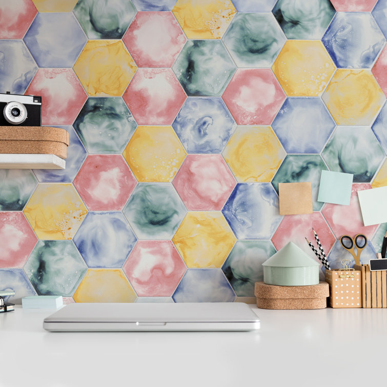 Multicolor Hexagon Porcelain Floor and Wall Tile