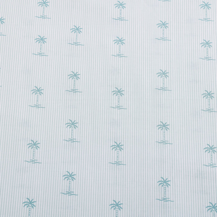 Kew Palms Blue Queen Cotton Percale Sheet Set