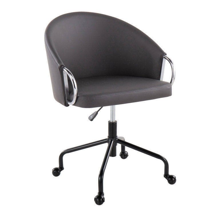 Claire Grey Faux Leather Swivel Task Chair with Chrome Base