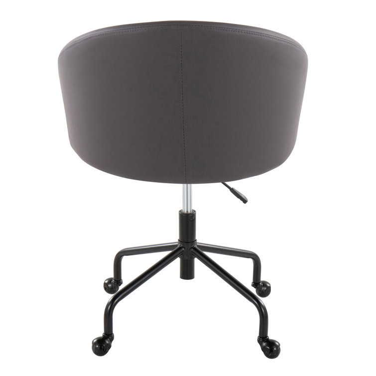 Claire Grey Faux Leather Swivel Task Chair with Chrome Base