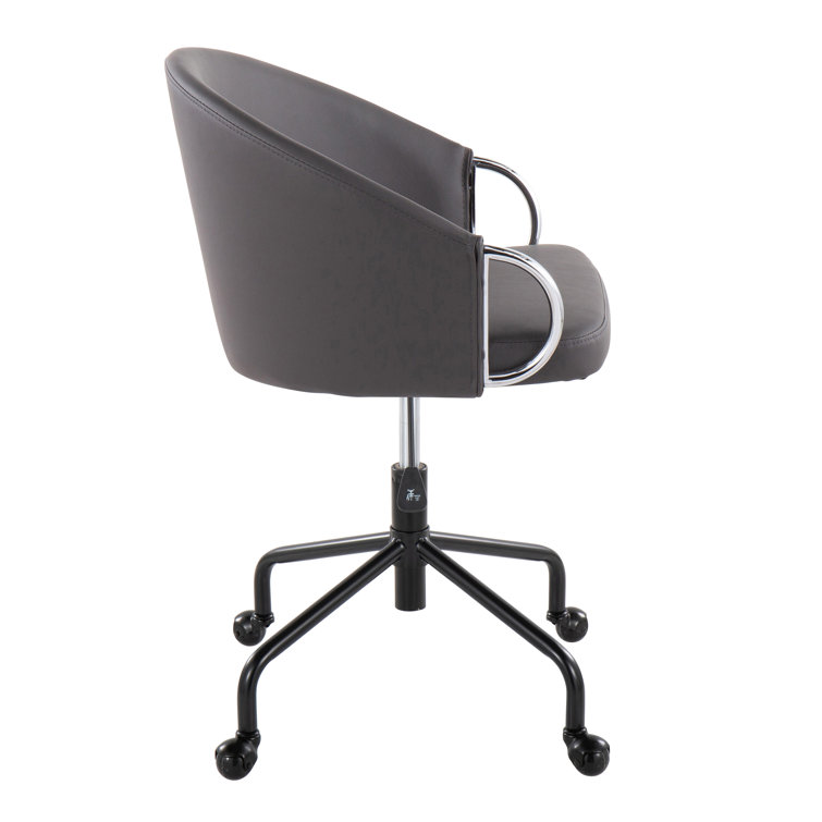 Claire Grey Faux Leather Swivel Task Chair with Chrome Base