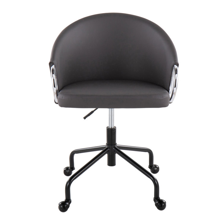 Claire Grey Faux Leather Swivel Task Chair with Chrome Base