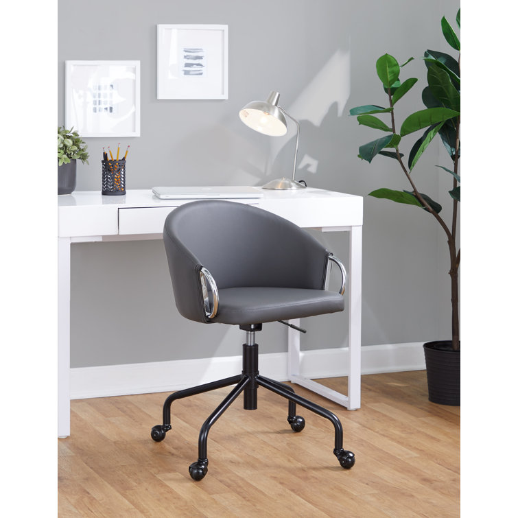 Claire Grey Faux Leather Swivel Task Chair with Chrome Base