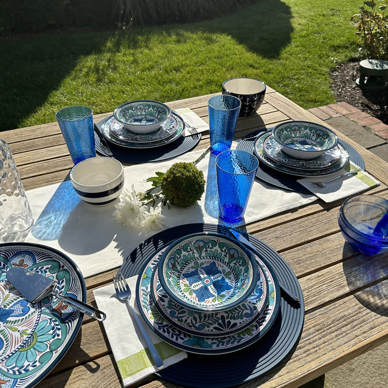 Talavera Blue Hand-Painted Melamine Salad Plates Set