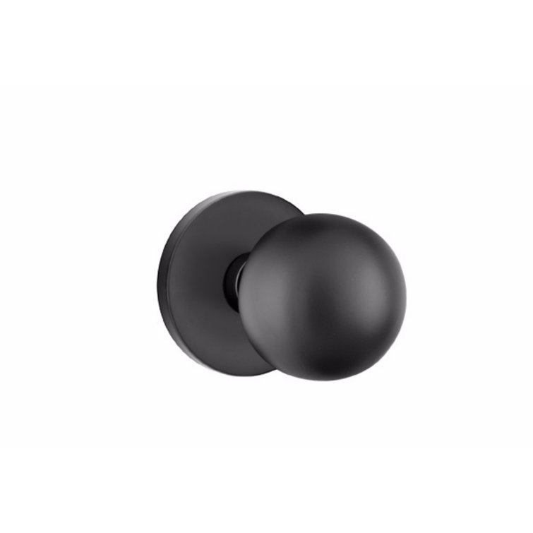 Flat Black Brass Passage Door Knob with Disk Rosette