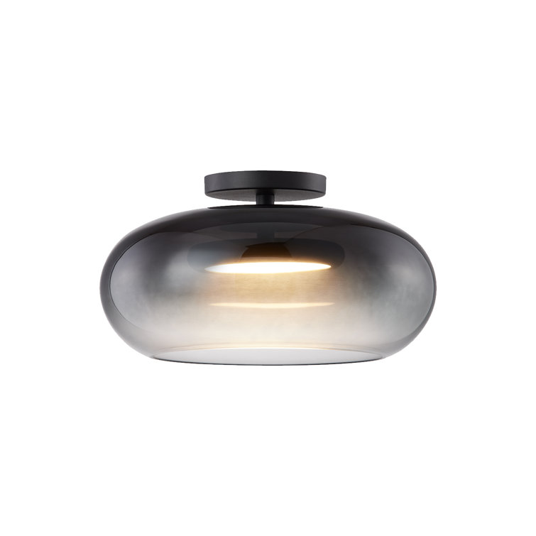 Trinity Black and Smoked Glass LED Semi-Flush Mount Light