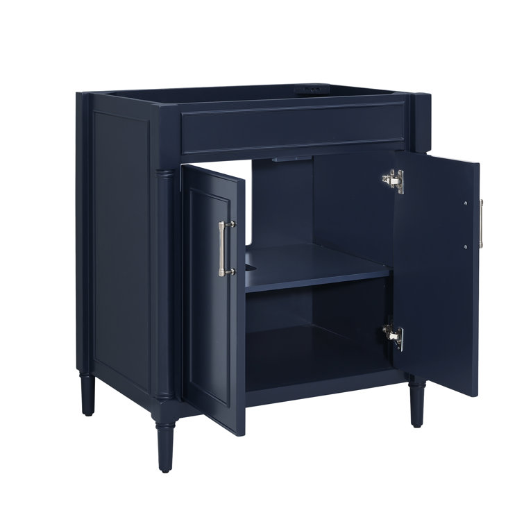 Navy Blue Single Bathroom Vanity with Marble Top