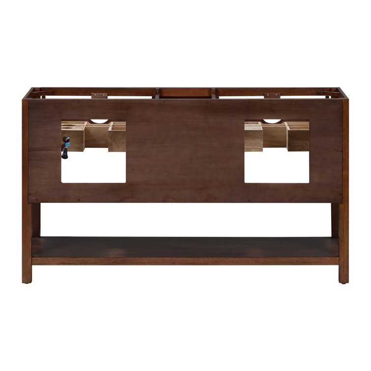 Zoe 60'' Walnut Double Bathroom Vanity with Gold Hardware