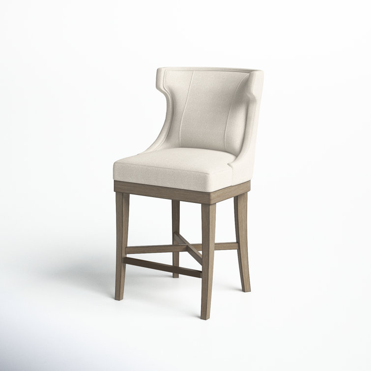 Trentin Cream Wood Swivel Wingback Counter Stool