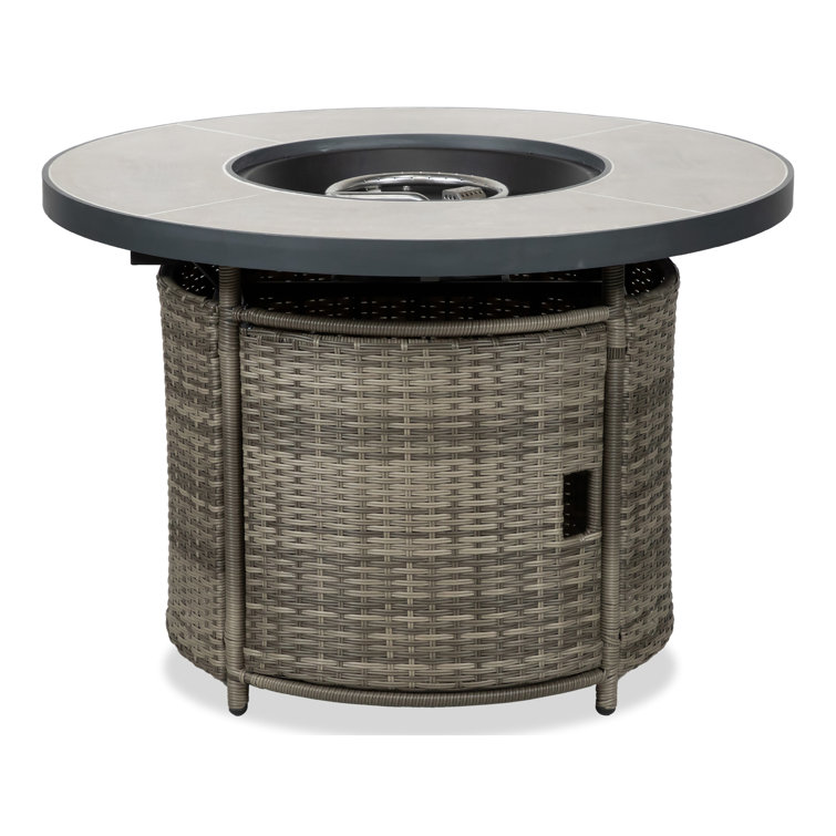 Gray Aluminum 6-Piece Outdoor Sectional with Fire Pit
