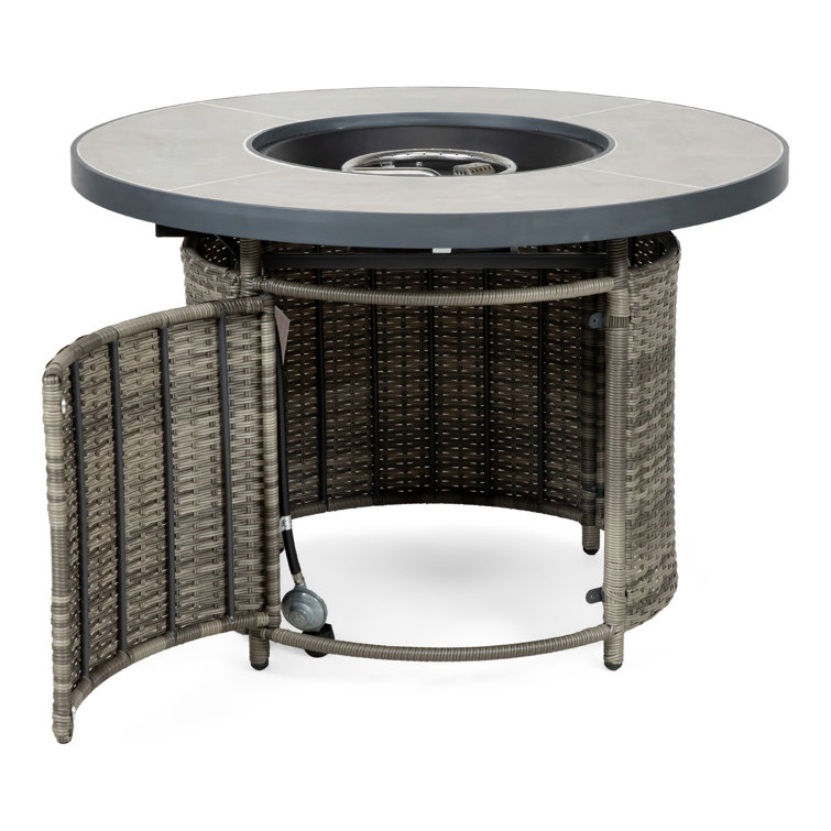 Gray Aluminum 6-Piece Outdoor Sectional with Fire Pit