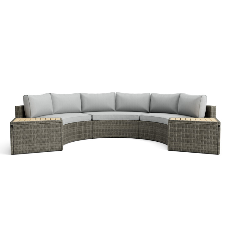 Gray Aluminum 6-Piece Outdoor Sectional with Fire Pit
