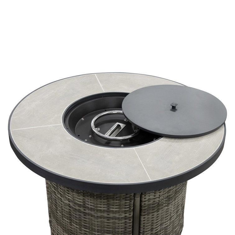 Gray Aluminum 6-Piece Outdoor Sectional with Fire Pit