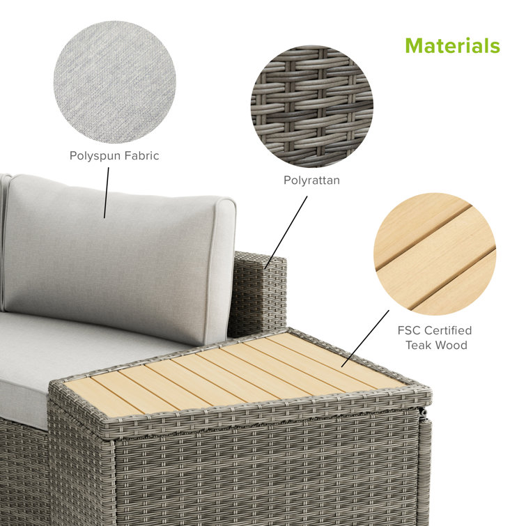 Gray Aluminum 6-Piece Outdoor Sectional with Fire Pit