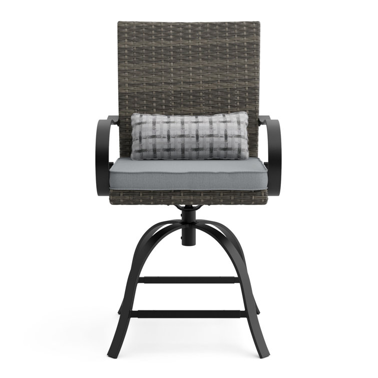 Arosa 2-Person Gray Rattan Fire Pit Dining Set with Cushions