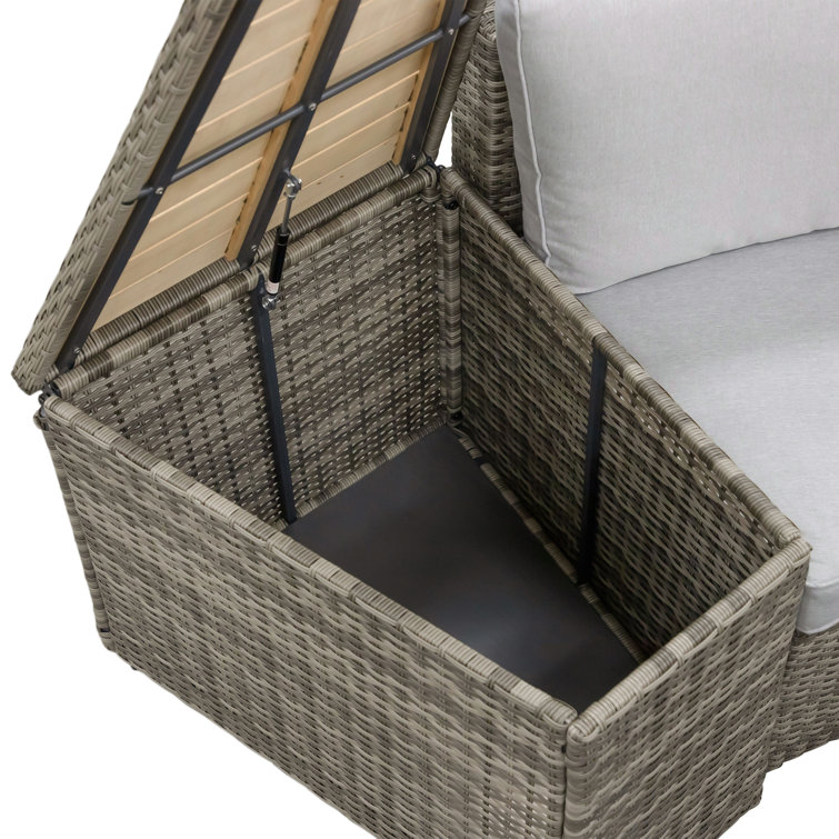 Barbuda 6-Person Gray Teak and Poly Rattan Outdoor Sectional Set
