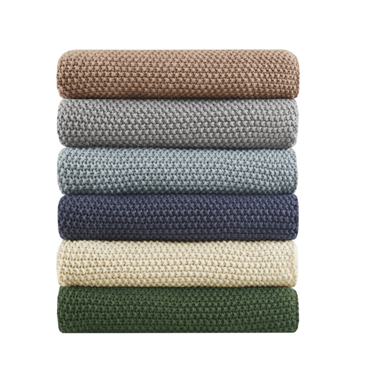 Indigo Bree Classic Knit 50"x60" Cotton Throw Blanket