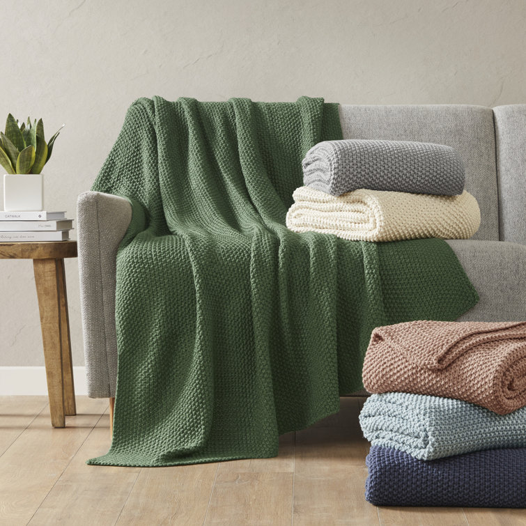Indigo Bree Classic Knit 50"x60" Cotton Throw Blanket