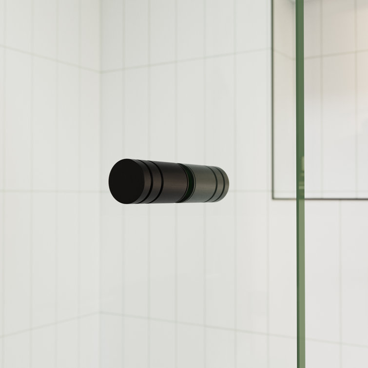 Black Frameless Glass Shower Bath Door with Brass Hardware