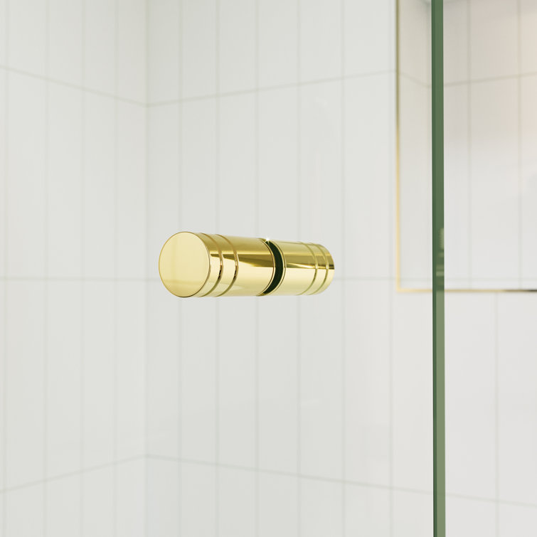 Halo 48.5 in x 58.25 in Frameless Glass Bathtub Door with Brass Hardware