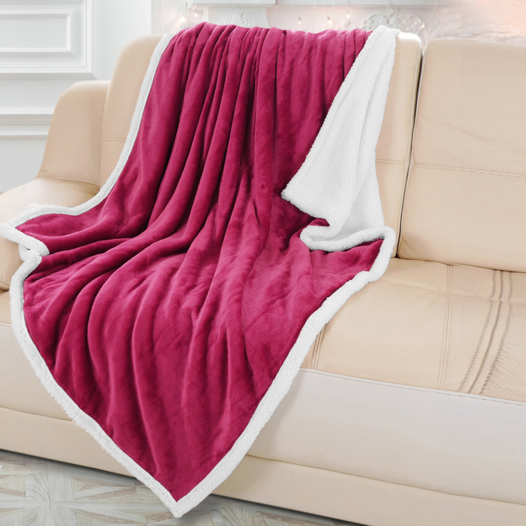 Catalonia Dark Gray Sherpa Fleece Reversible Throw Blanket 50x60 inches