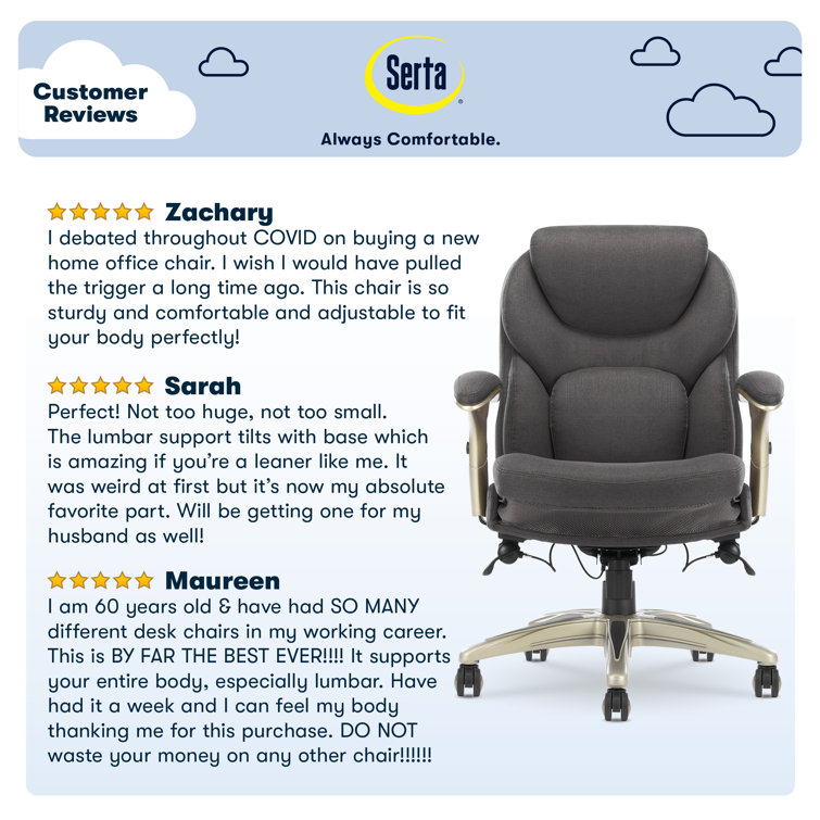 ErgoFlex Executive Mid-Back Chair in Dark Gray with Swivel & Adjustable Arms