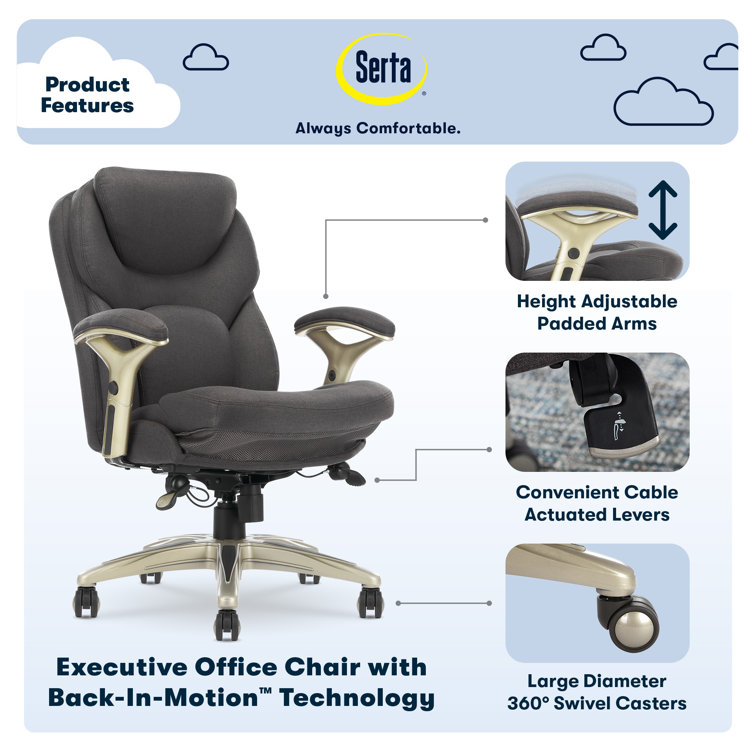 ErgoFlex Executive Mid-Back Chair in Dark Gray with Swivel & Adjustable Arms