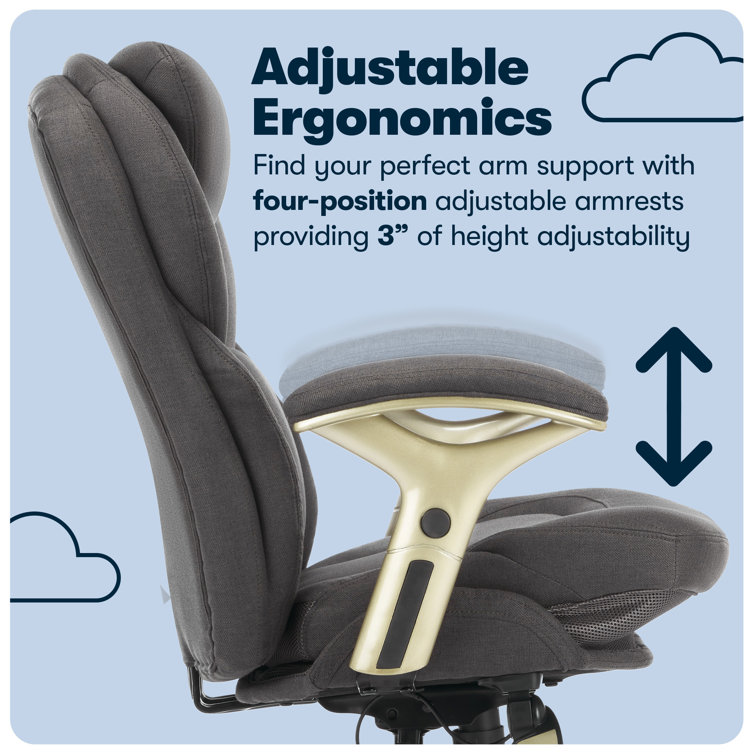 ErgoFlex Executive Mid-Back Chair in Dark Gray with Swivel & Adjustable Arms