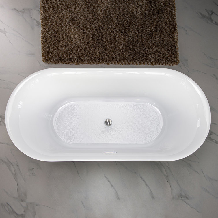 White Acrylic Freestanding Oval Soaking Bathtub
