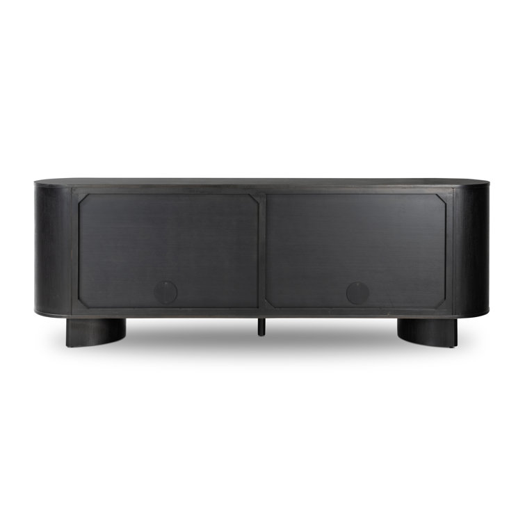 Paden 94'' Black Acacia Sideboard with Curved Legs