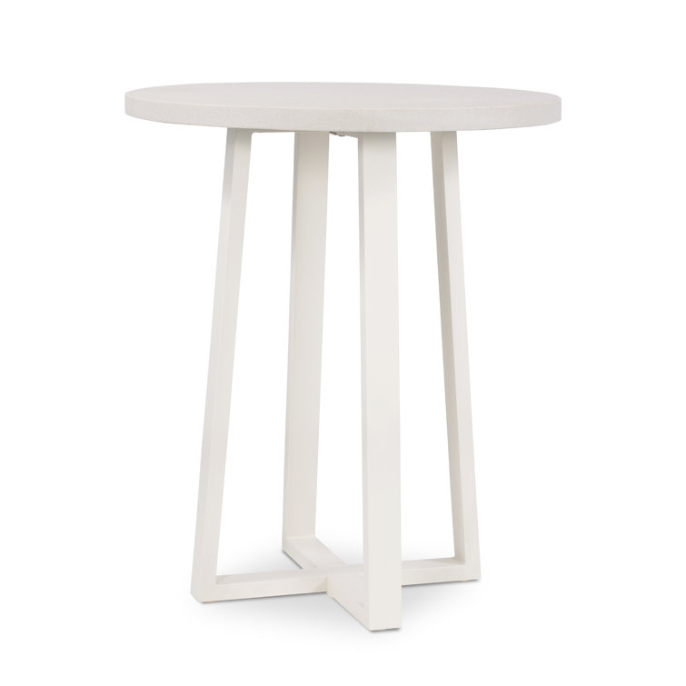 White Lava Stone and Iron Round Bar Table