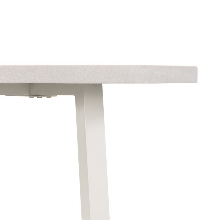 White Lava Stone and Iron Round Bar Table