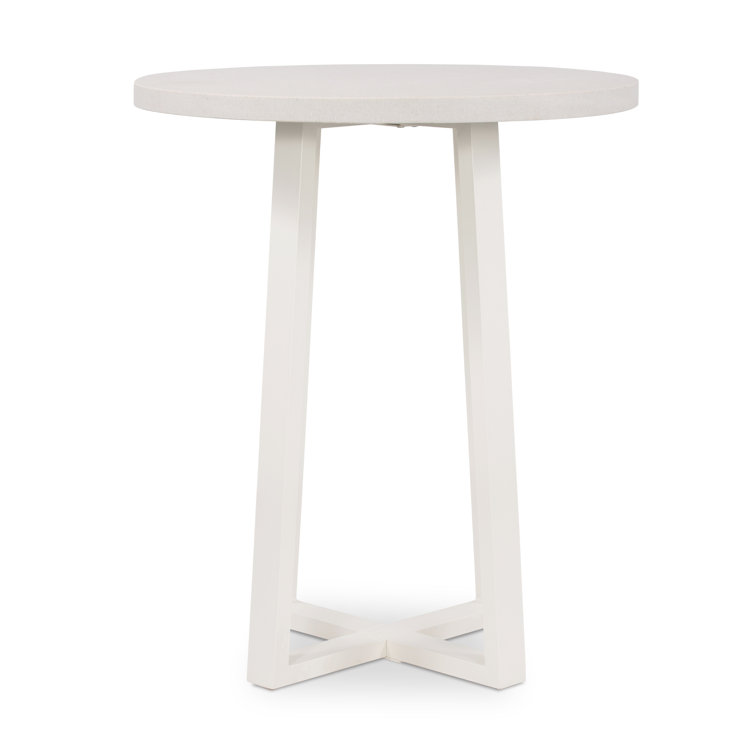 White Lava Stone and Iron Round Bar Table