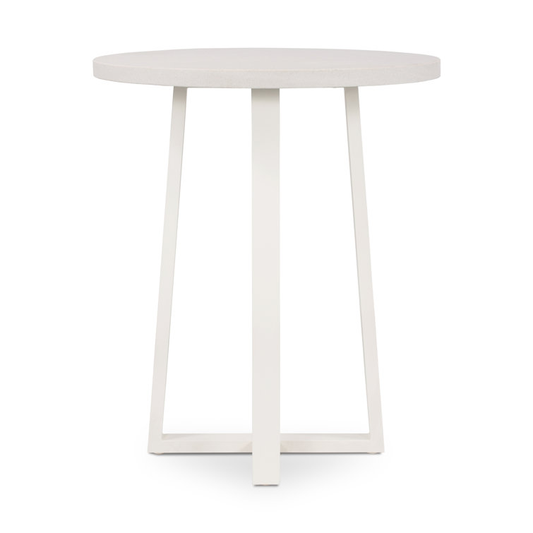 White Lava Stone and Iron Round Bar Table