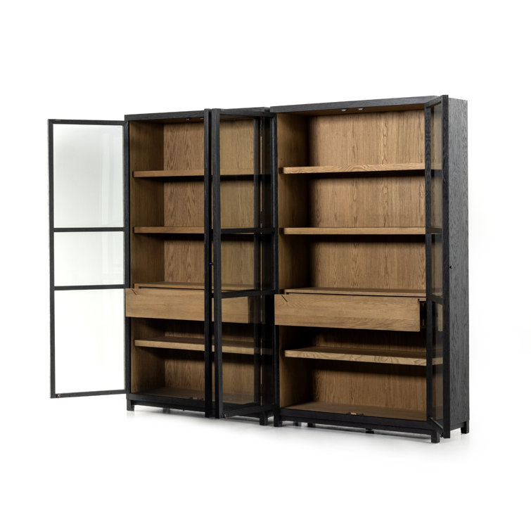 Millie Matte Black and Oak Double Display Cabinet