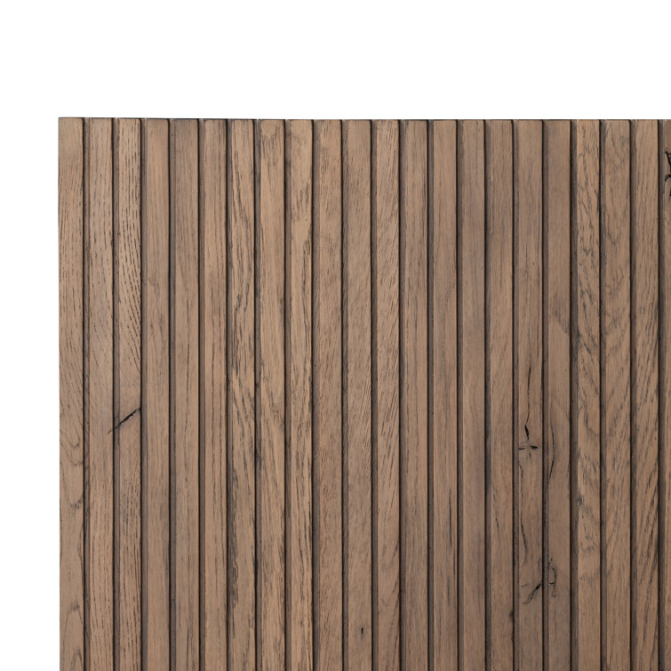 Queen Oak Wood Frame Bed with Headboard and Drawer
