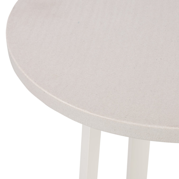 White Lava Stone and Iron Round Bar Table