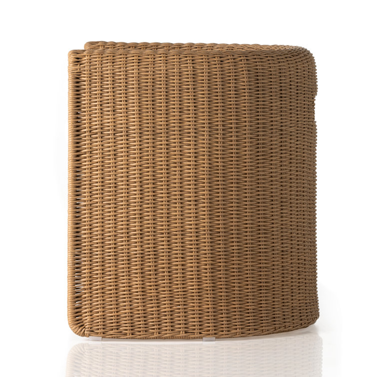 Vintage Natural Wicker Dining Armchair with White Cushion