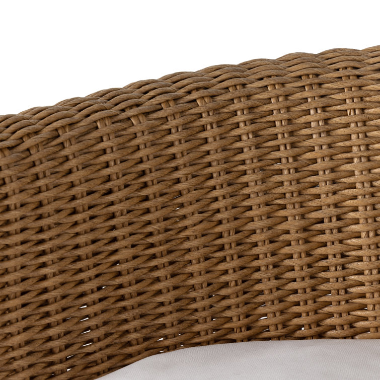 Vintage Natural Wicker Dining Armchair with White Cushion