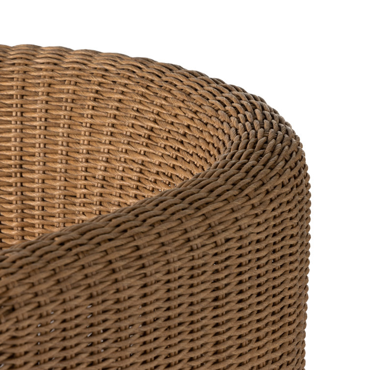 Vintage Natural Wicker Dining Armchair with White Cushion