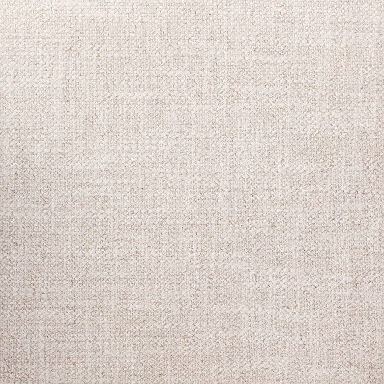 Beige Upholstered Leather Arm Chair with Desert Oak Finish