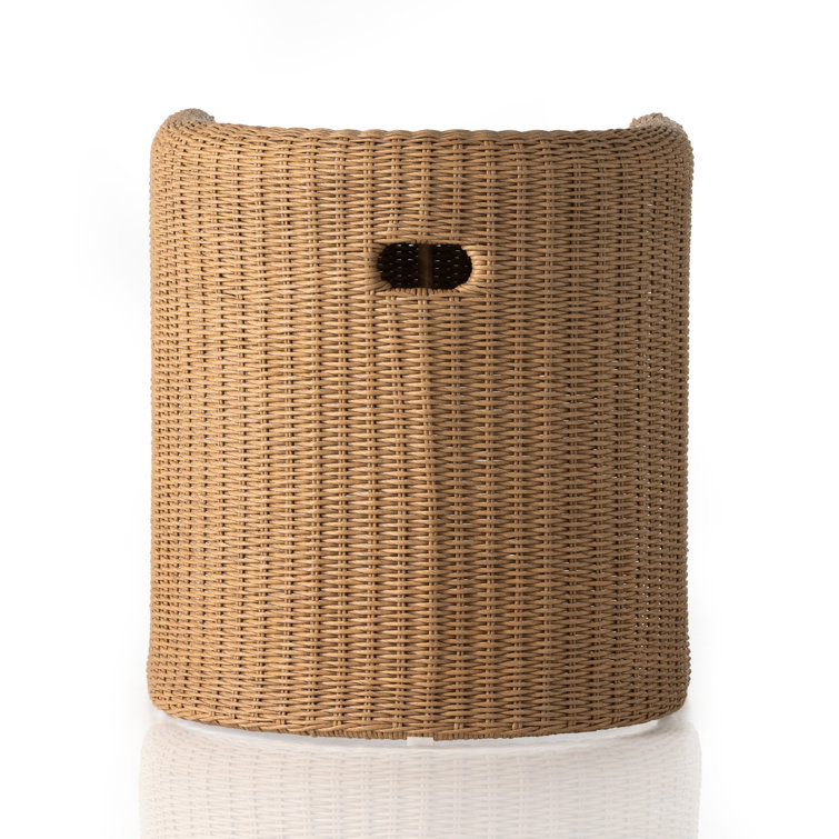 Vintage Natural Wicker Dining Armchair with White Cushion
