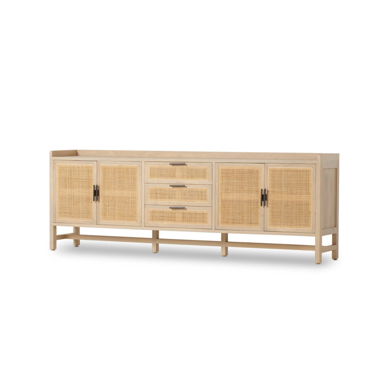 Natural Mango and Cane 96'' Sideboard with Iron Hardware