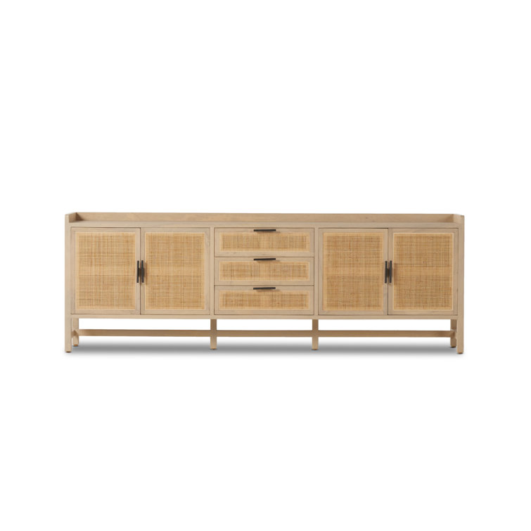 Natural Mango and Cane 96'' Sideboard with Iron Hardware
