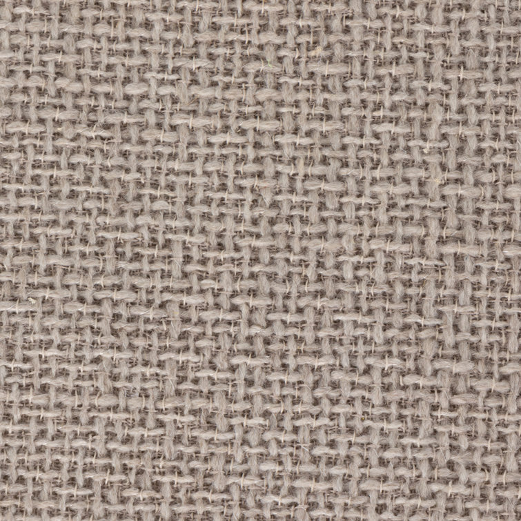 Beige Polyester Blend Upholstered Oval Ottoman with Brown Base