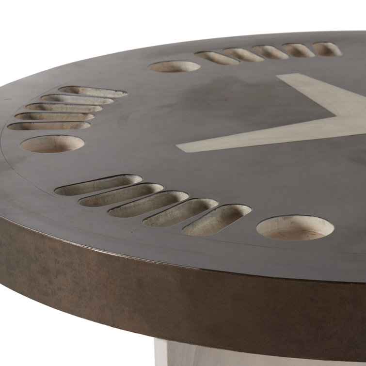 Handmade Guanacaste Wood and Metal 6-Player Poker Table